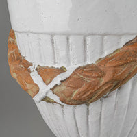 Neoclassical Style White Glaze Terracotta Lidded Urn