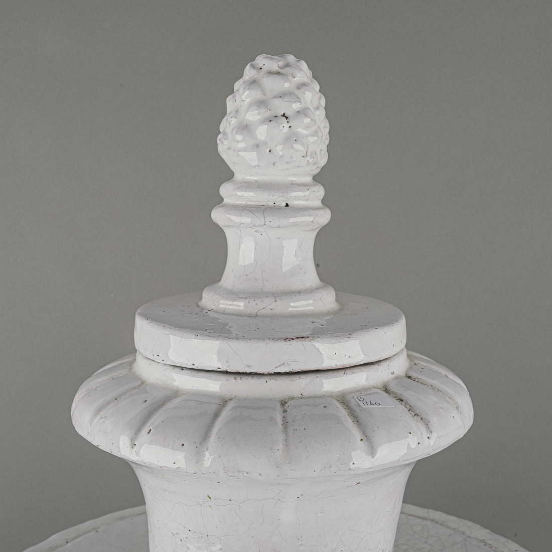 Neoclassical Style White Glaze Terracotta Lidded Urn