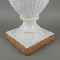 Neoclassical Style White Glaze Terracotta Lidded Urn