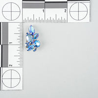 SHERMAN Silver Tone Blue Peacock AB Cluster Clipons Earrings