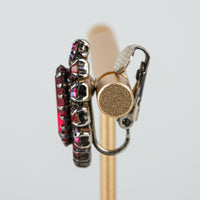 SHERMAN Japanned Siam Red AB Clipon Earrings