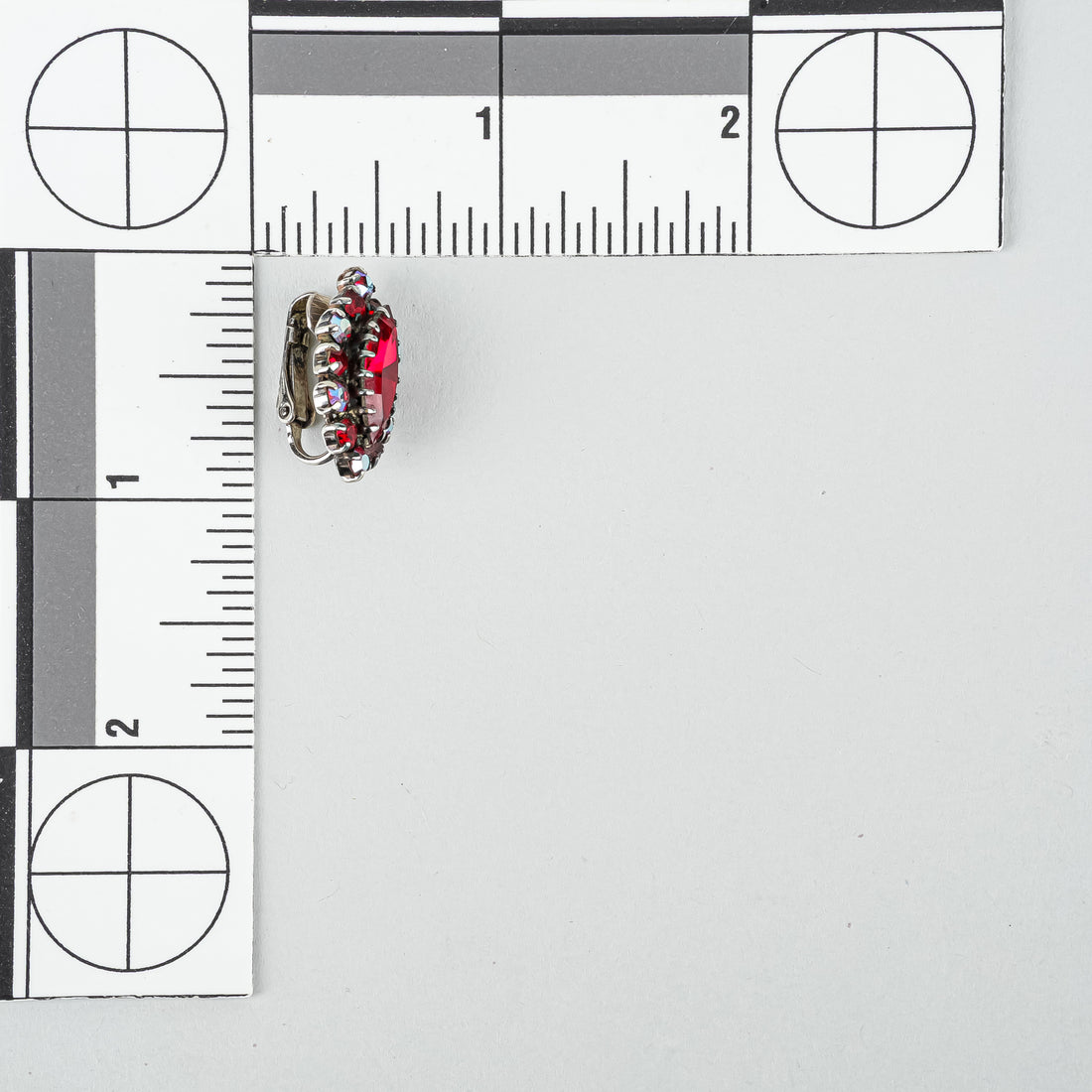 SHERMAN Japanned Siam Red AB Clipon Earrings