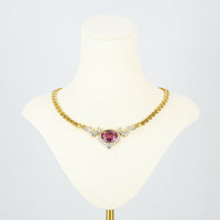 NINA RICCI Gold-Tone Cuban Chain Clear/Purple Cubic Zirconia