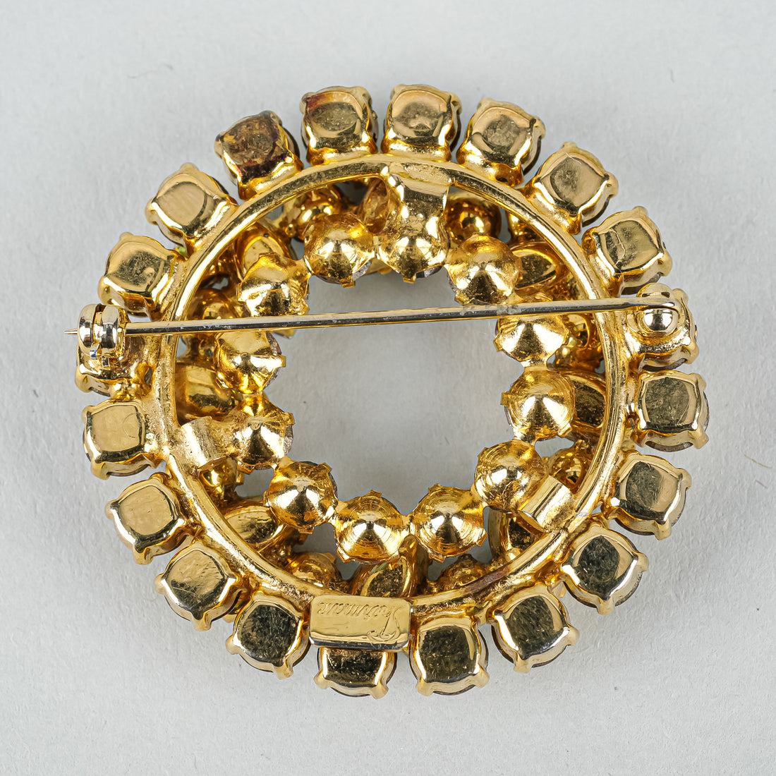 SHERMAN Gold Tone AB Wreath Brooch