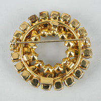 SHERMAN Gold Tone AB Wreath Brooch