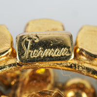 SHERMAN Gold Tone AB Wreath Brooch