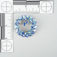 SHERMAN Silver Tone Blue Peacock AB Wreath Brooch