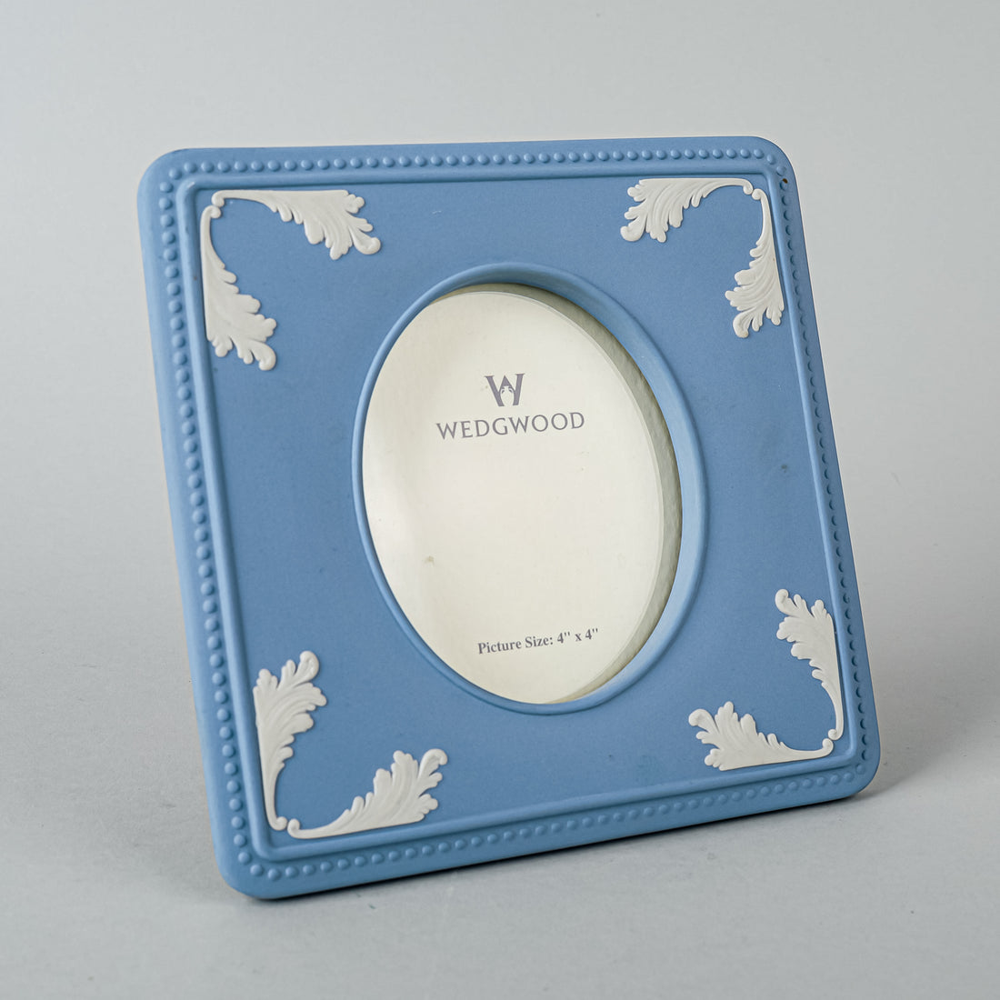 WEDGWOOD White On Blue Jasperware 4x4 Photo Frame