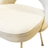 Saarinen Style Dining Chairs Beige Upholstery Set of 4