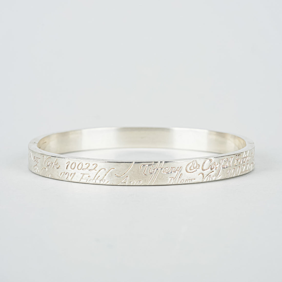 TIFFANY & CO Sterling Notes Fifth Ave Hinged Bangle Bracelet