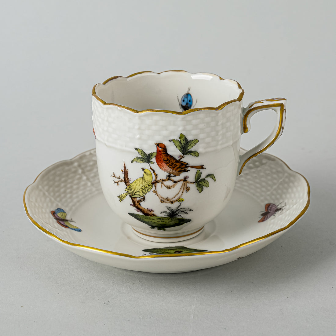 HEREND Rothchild Bird Espresso Cup & Saucer