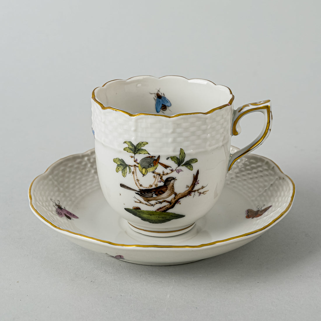 HEREND Rothchild Bird Espresso Cup & Saucer