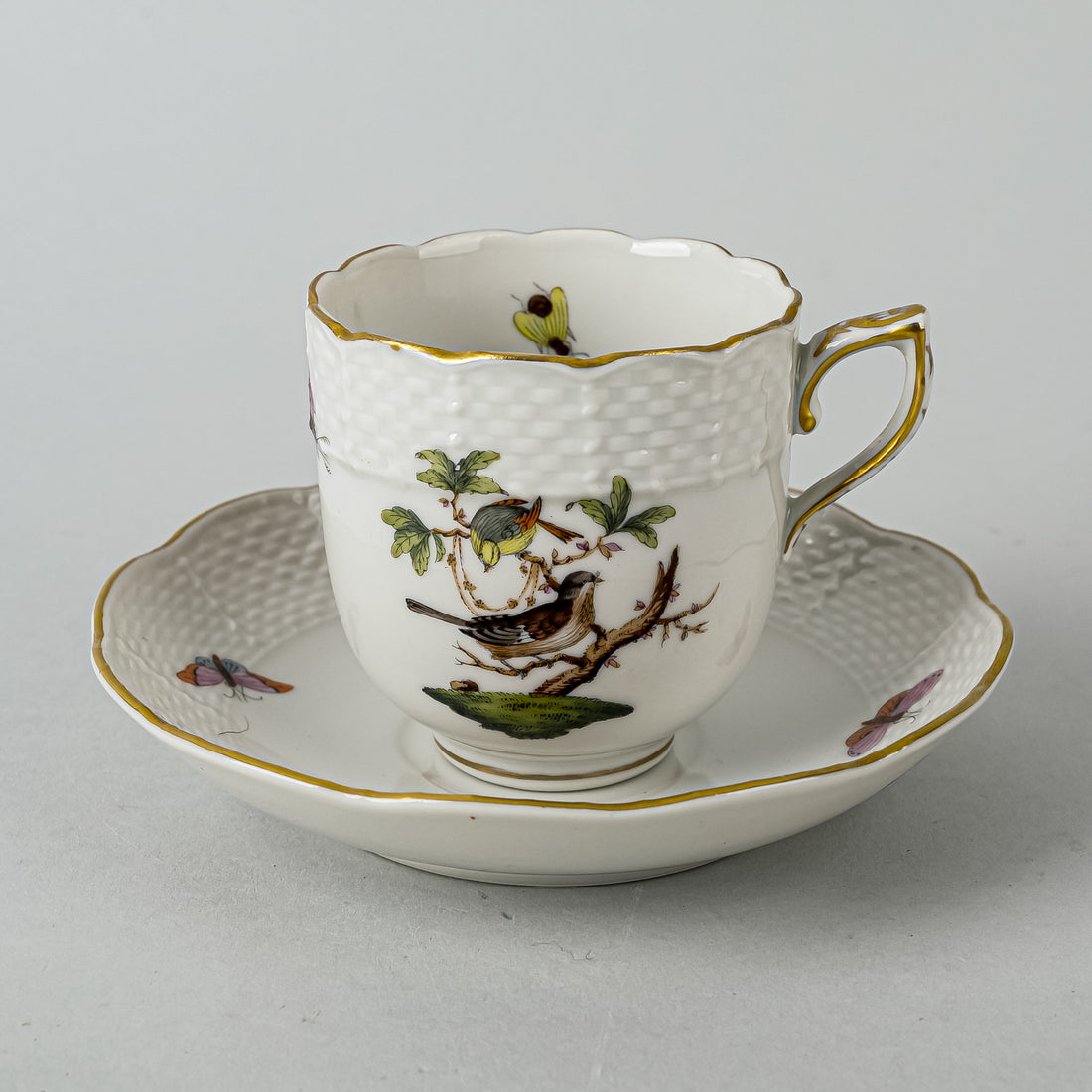 HEREND Rothchild Bird Espresso Cup & Saucer