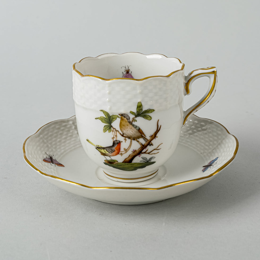 HEREND Rothchild Bird Espresso Cup & Saucer