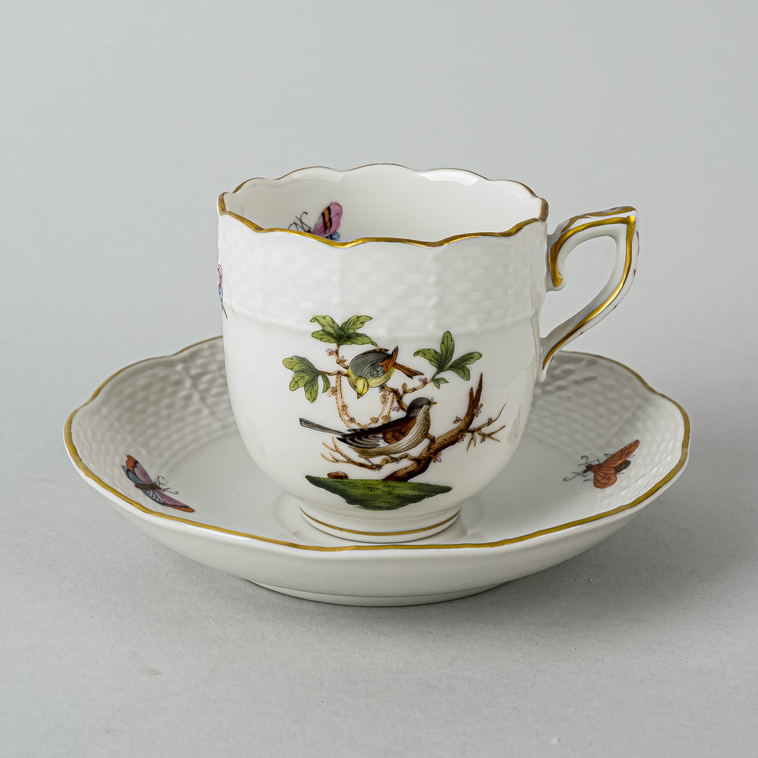 HEREND Rothchild Bird Espresso Cup & Saucer