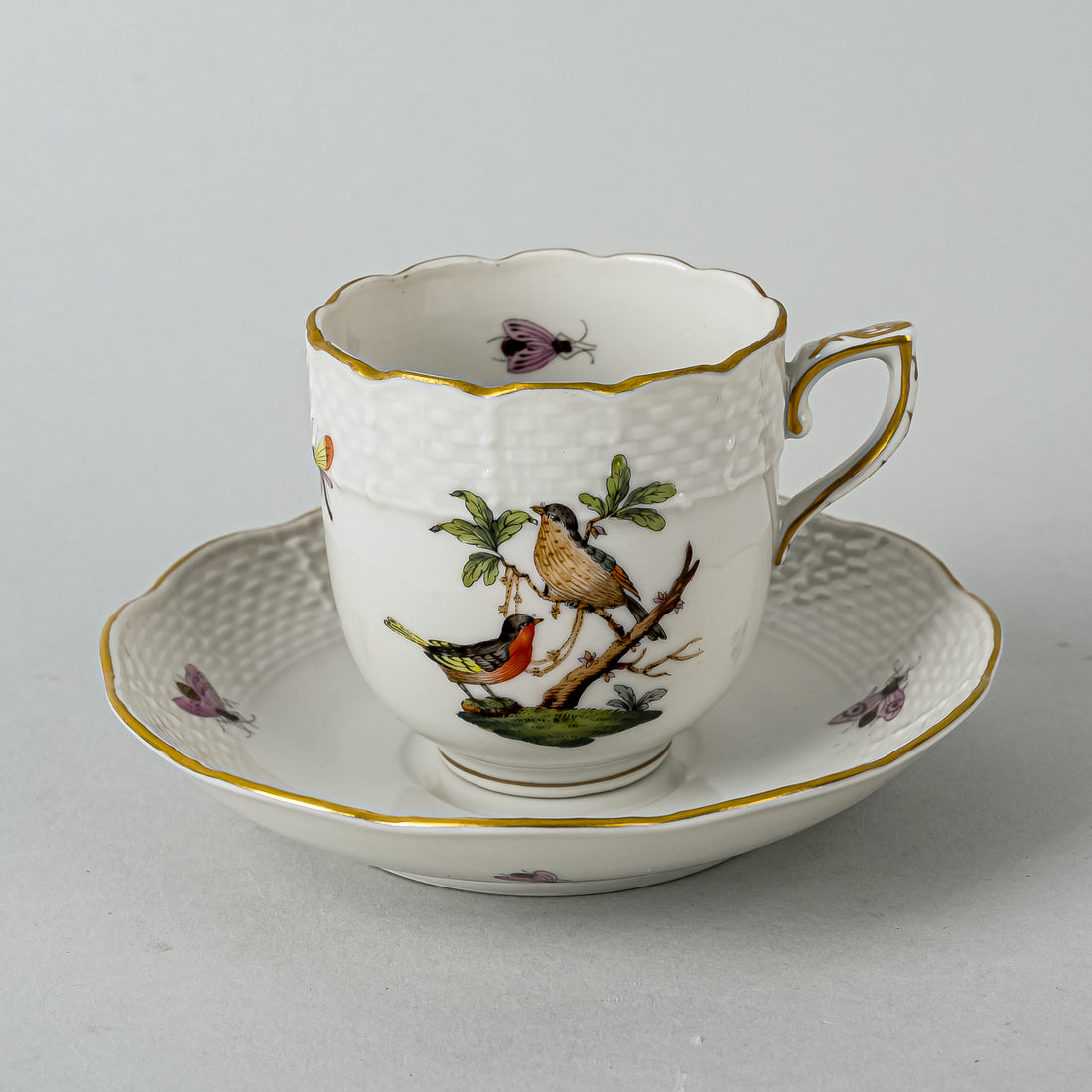 HEREND Rothchild Bird Espresso Cup & Saucer