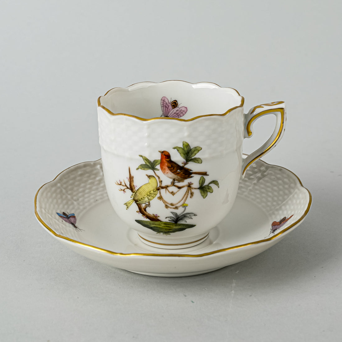 HEREND Rothchild Bird Espresso Cup & Saucer