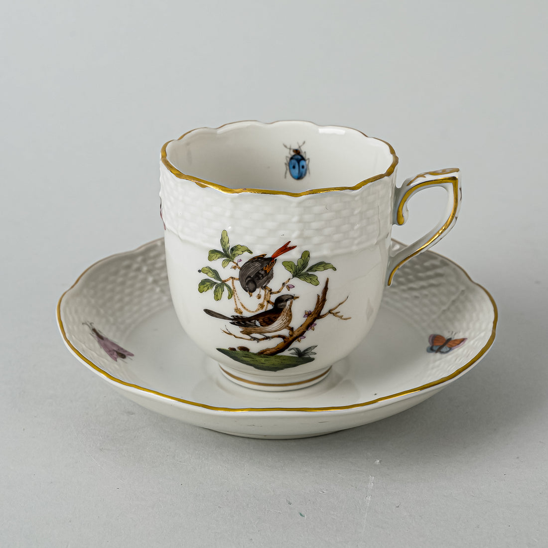HEREND Rothchild Bird Espresso Cup & Saucer