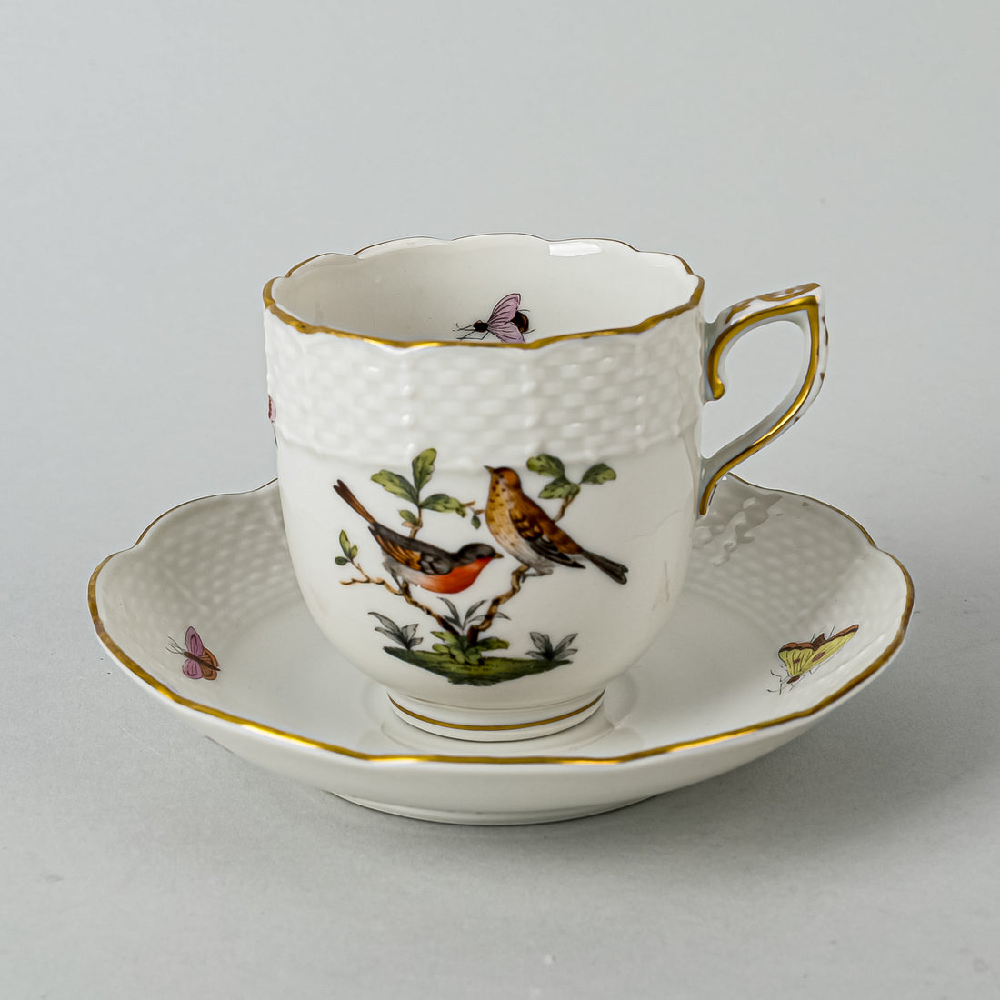 HEREND Rothchild Bird Espresso Cup & Saucer