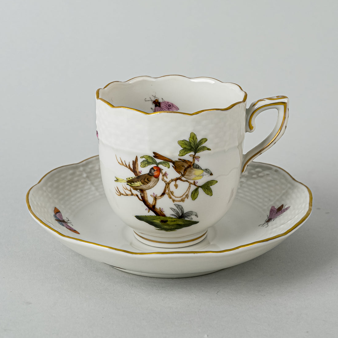 HEREND Rothchild Bird Espresso Cup & Saucer