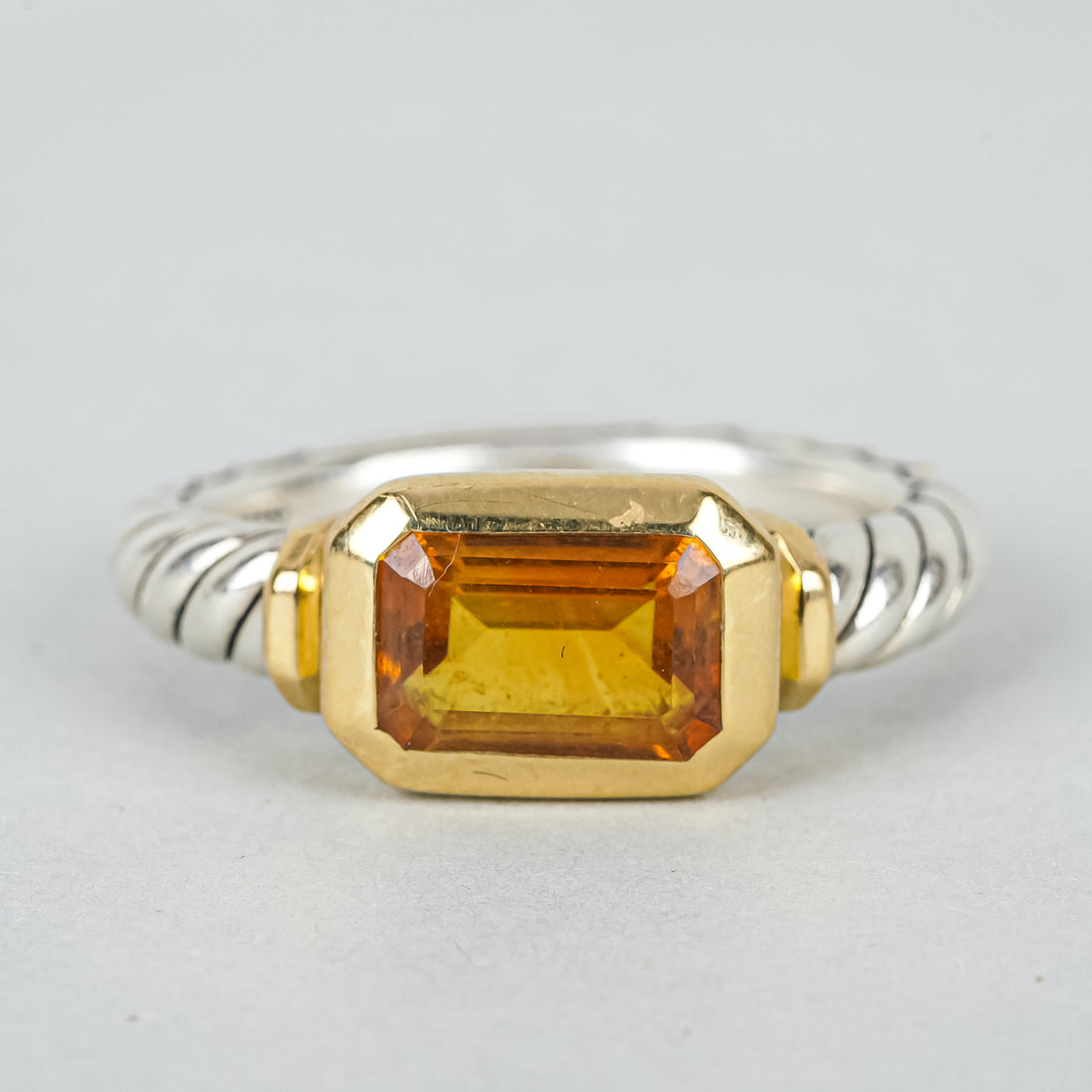 DAVID YURMAN Sterling Silver And 18K Madeira Citrine "Novella" Ring