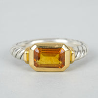 DAVID YURMAN Sterling Silver And 18K Madeira Citrine "Novella" Ring