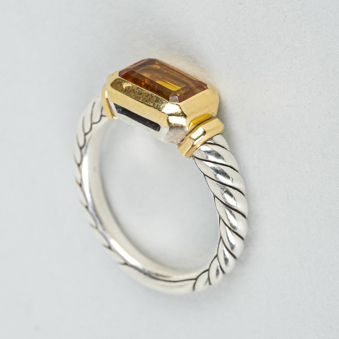 DAVID YURMAN Sterling Silver And 18K Madeira Citrine "Novella" Ring