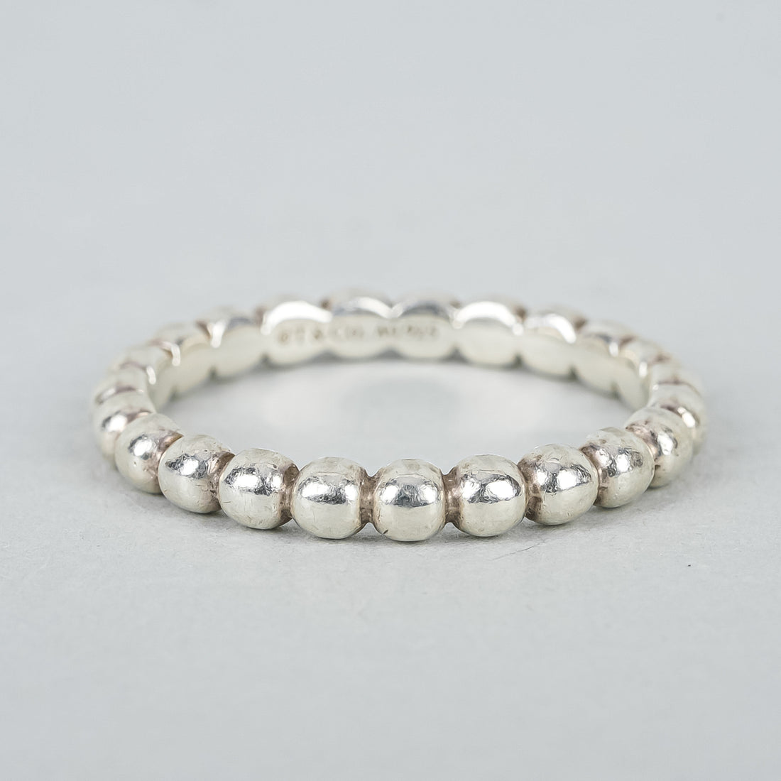 TIFFANY & CO Sterling Silver "Ziegfeld" Bead Band Ring