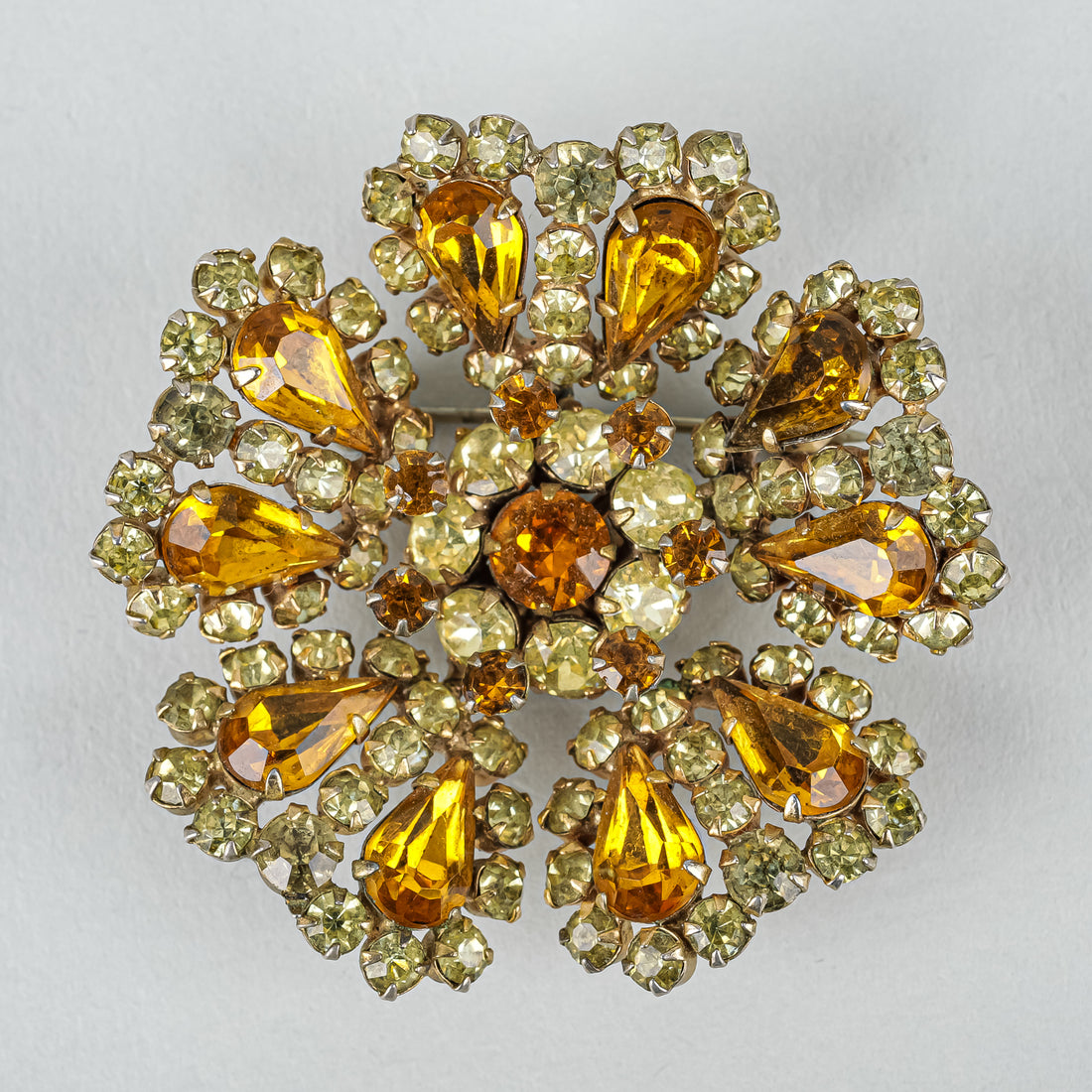 SHERMAN Gold-Tone Flower Yellow/Orange Brooch