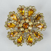SHERMAN Gold-Tone Flower Yellow/Orange Brooch