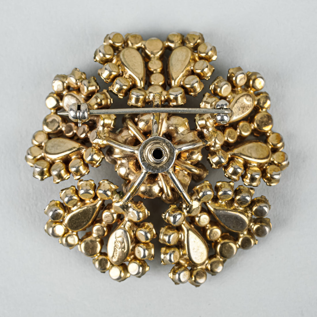 SHERMAN Gold-Tone Flower Yellow/Orange Brooch