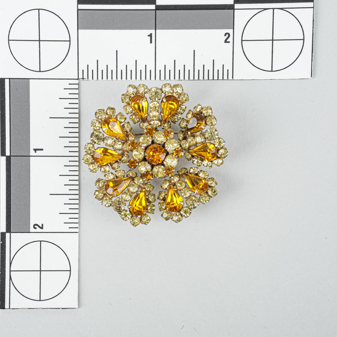 SHERMAN Gold-Tone Flower Yellow/Orange Brooch