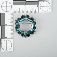SHERMAN Silver-Tone AB Blue/Green Wreath Brooch