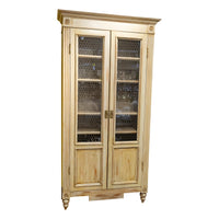 Milk-Painted French Provincial Vitrine With Wire Doors