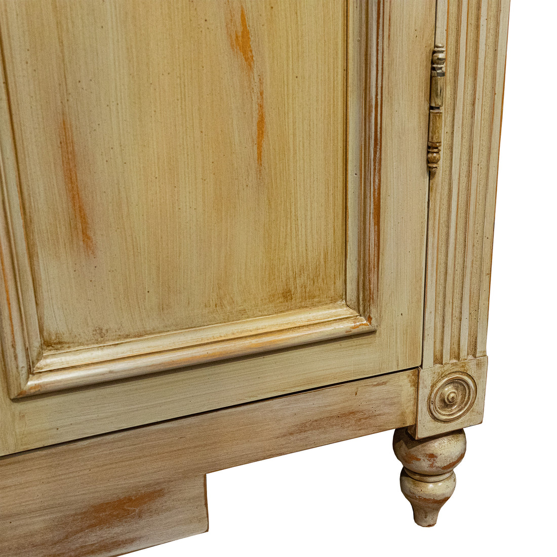Milk-Painted French Provincial Vitrine With Wire Doors