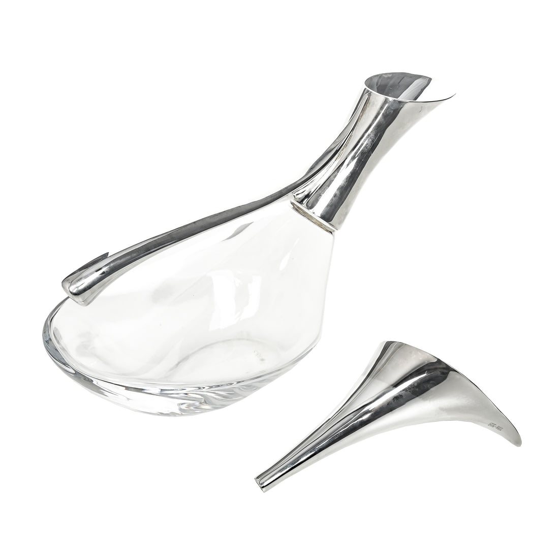 BIRKS Silverplate And Glass Duck Decanter - 2 Pieces