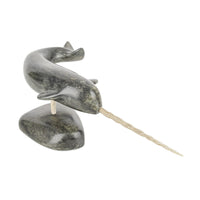 Carved Inuit Soapstone Figure      Narwhal