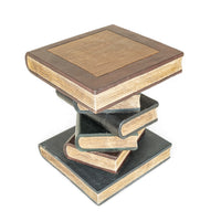 Painted Wood Book Pile End Tables Set of 2