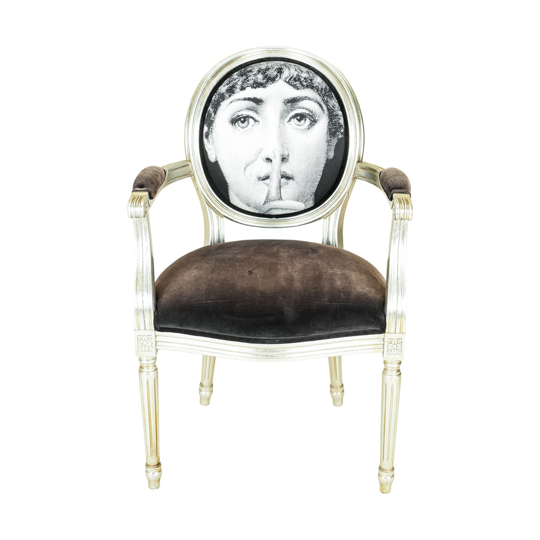 FORNASETTI Silver Gilt Themes & Variations Dining Chair