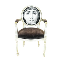 FORNASETTI Silver Gilt Themes & Variations Dining Chair