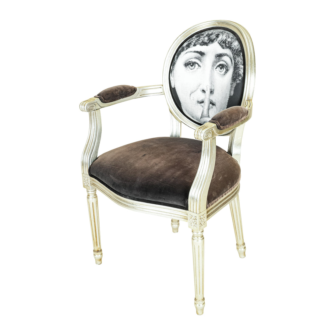 FORNASETTI Silver Gilt Themes & Variations Dining Chair
