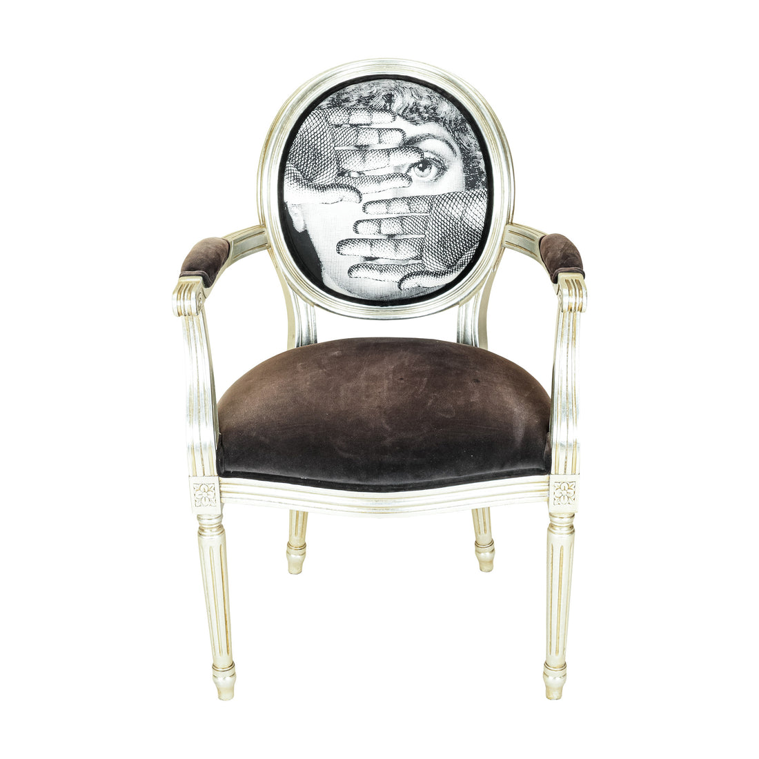 FORNASETTI Silver Gilt Themes & Variations Dining Chair