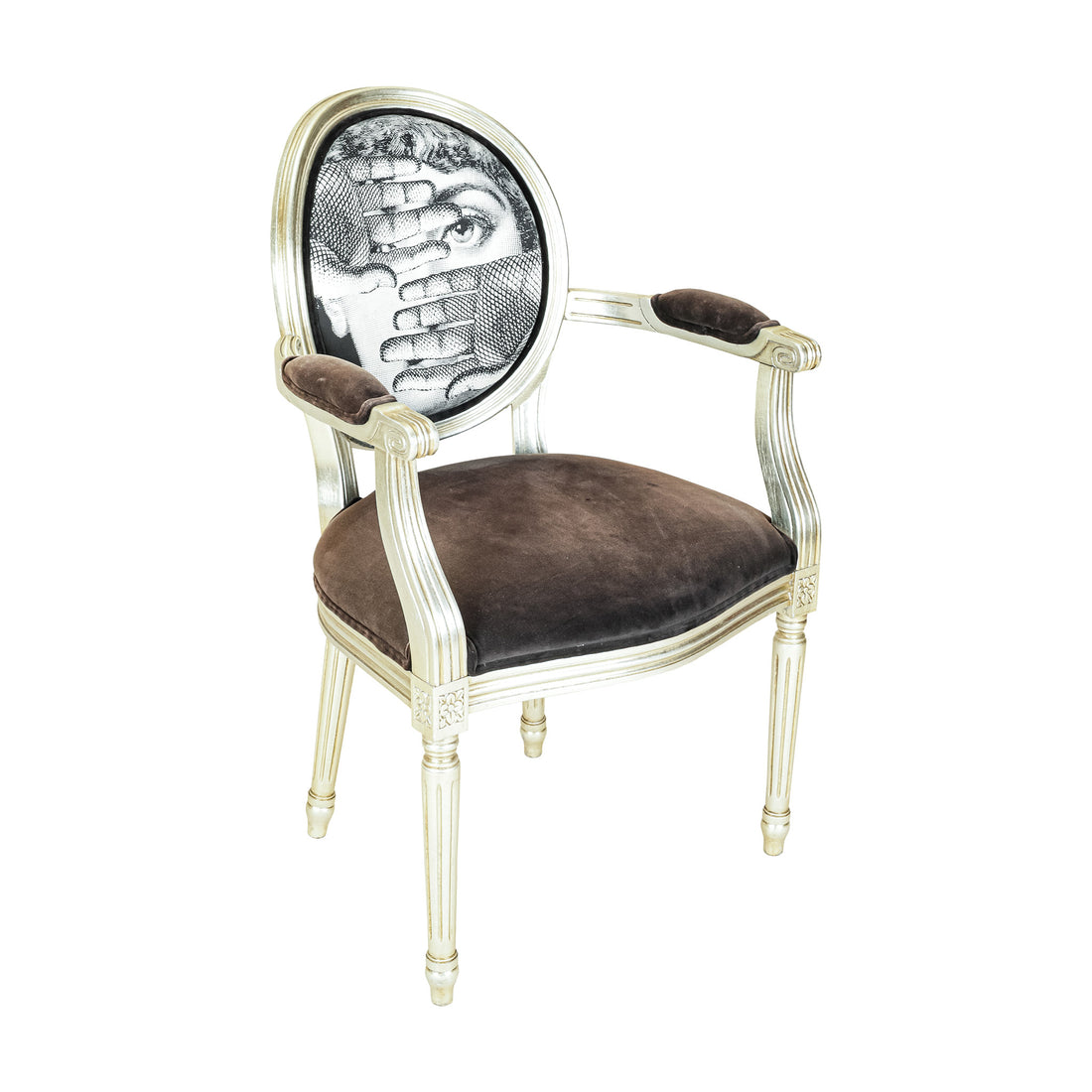 FORNASETTI Silver Gilt Themes & Variations Dining Chair