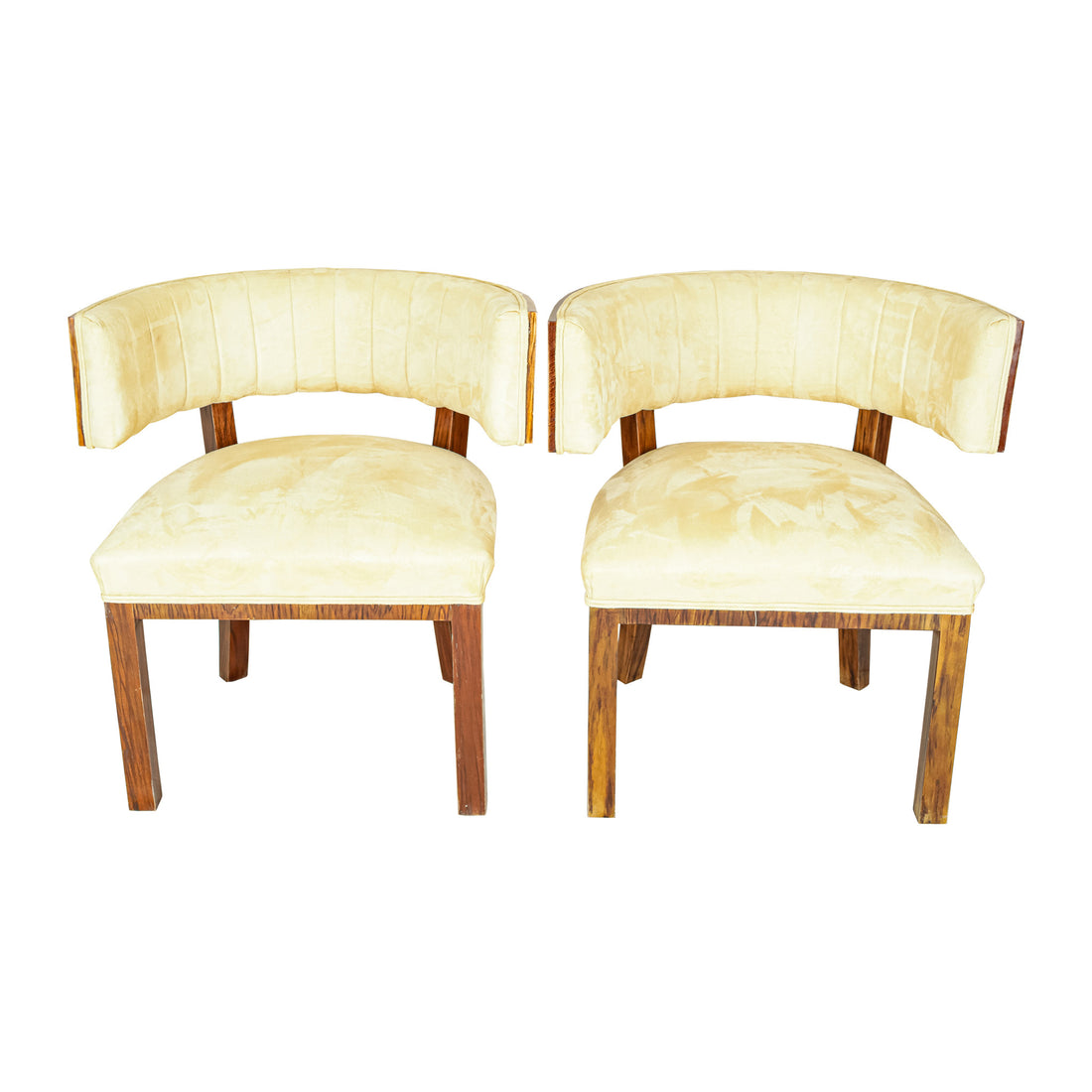 Vintage Burled Walnut Klismos Style Chairs Set of 2
