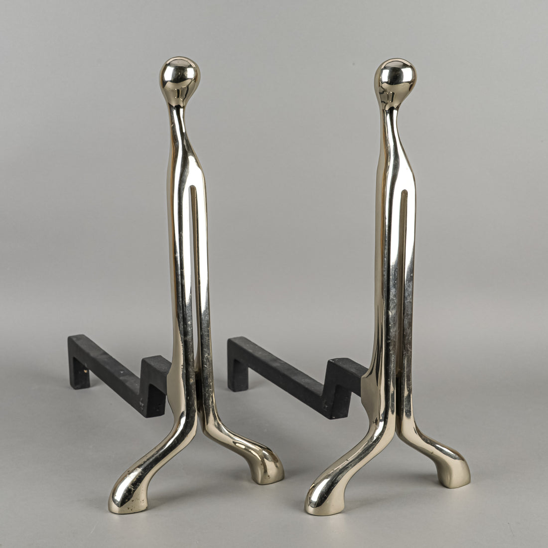 VIRGINIA METALCRAFTERS Nancy Ruben Modernist Andirons Pair