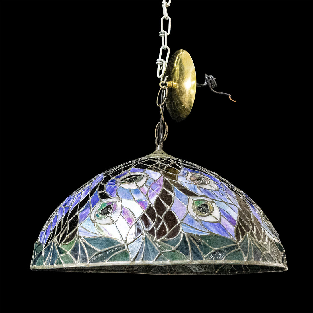 Faux Tiffany Stained Glass One Light Pendant Fixture
