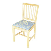 Vintage Spindle Back Chairs w/Blue & Yellow Upholstery Set of 4