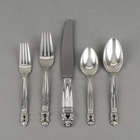 GEORG JENSEN Acorn Sterling Flatware 8 Place Settings Plus Extras