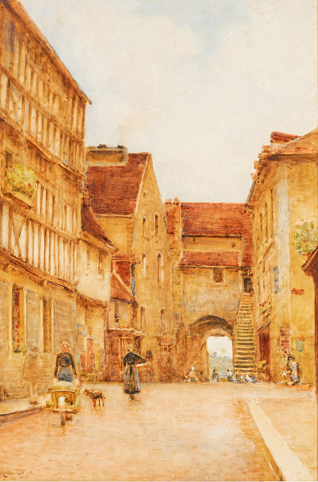 Arthur George Bell (British 1849-1916) Village Street Scene