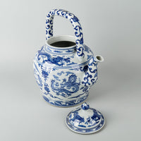 Chinese Large Blue And White Dragon Teapot